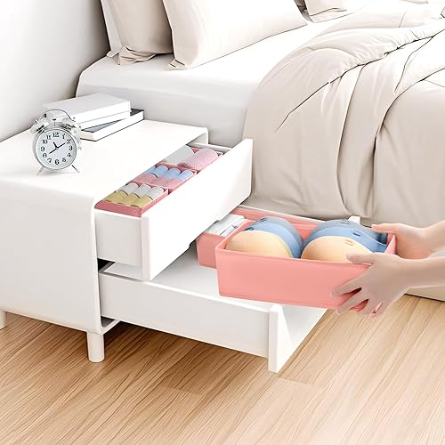 DIMJ Lot de 12 organiseurs de tiroirs - Organiseur de garde-robe - Pliable - Organiseur de tiroir - Tissu pour vêtements de bébé et chaussettes pour enfants - Rose - Nail Gallerys