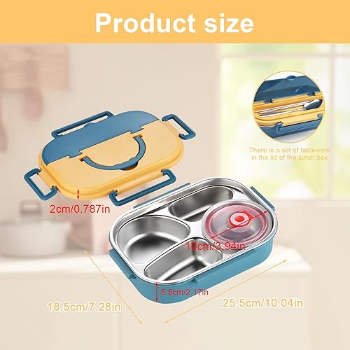KLEHOPE Boite a Lunch, 1200 ml Boite Compartiment Alimentaire, Étanche Boîte à Goûter, 4 Compartiments, avec Bol à Soupe et Couverts, pour L'école, le Bureau - Nail Gallerys