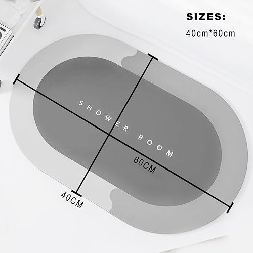 AUSYIWI Tapis de Bain Absorbant Antidérapant, 40×60cm Tapis Salle De Bain Diatomite Microfibre, Tapis de Salle de Bain à Séchage Rapide, Douche et Tapis d'Entrée（Gris Bleu） - Nail Gallerys