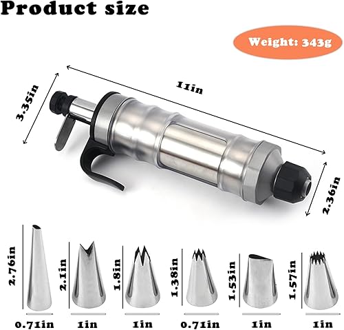 YdseozOA Seringue à gâteau, presse à pâtisserie en acier inoxydable, pour la décoration de gâteaux aux bonbons avec 6 buses pour cupcakes, pâtisseries, décoration de gâteaux, presse à biscuits DIY - Nail Gallerys