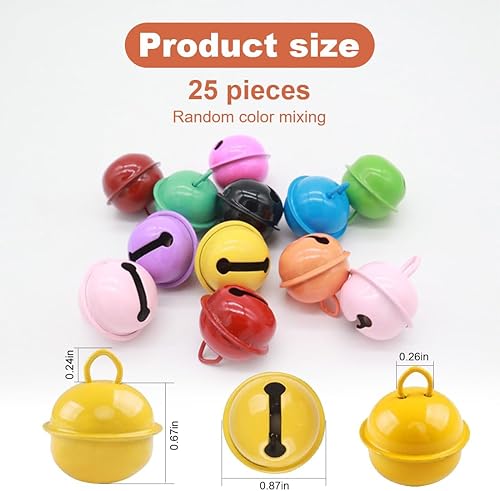 Aililong Lot de 25 petites cloches de 22 mm - Mini clochettes pour bricolage et décoration en plusieurs couleurs - Pour artisanat, bijoux et festivals (mélange de couleurs aléatoire) - Nail Gallerys