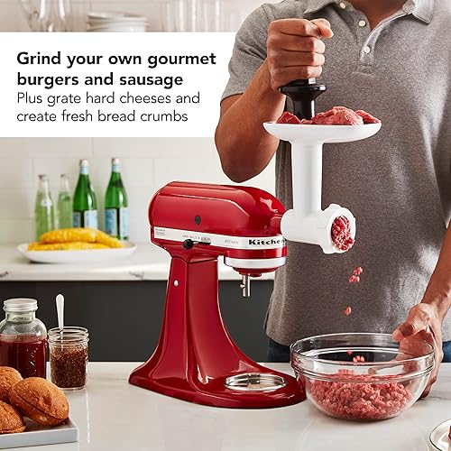Kitchenaid KSMFGA Food Grinder Attachment for Stand Mixers, White - Nail Gallerys