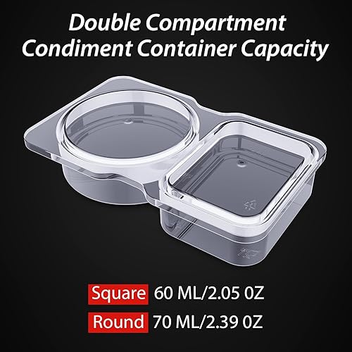 Conteneurs à condiments à double compartiment réutilisables avec couvercles, lot de 8,voyages boîtes à condiments jetables, récipients alimentaires portables avec couvercles pour sauces et condiments - Nail Gallerys