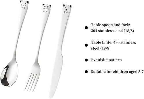 EORPAVU Couverts pour enfants,Couverts, fourchettes et cuillères en acier inoxydable 304, motif de dessin animé, ensemble de vaisselle portable pour enfants (3 pièces avec boîte) - Nail Gallerys