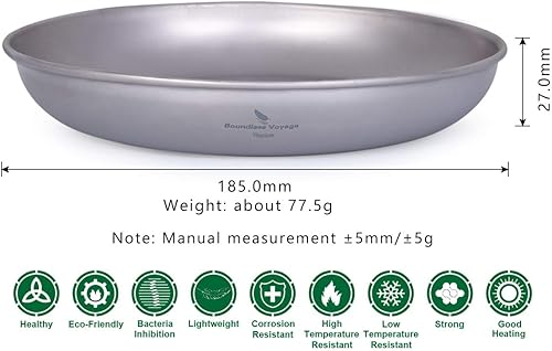 iBasingo Plats en Titane Assiette Soucoupe Pan LéGer Ensemble De DîNer Durable avec Sac en Filet Kit De DéSordre De Vaisselle De Camping en Plein Air pour La Sauce Aux Fruits Ti15138I - Nail Gallerys