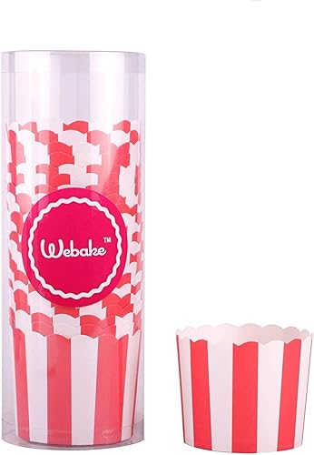 Webake 50 Pcs Caissettes Cupcake Papier Moulle a Muffin pour Anniversaire soirée de Mariage Cuisine Baking - Blanc et Rouge - Nail Gallerys