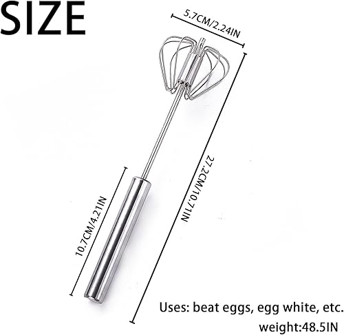 SSKHE Fouet Semi-Automatique, Fouet Manuel en Acier Inoxydable, Batteur à Œufs Rotatif, Mélangeur de Lait, Fouet Multifonctionnel pour Fouetter, Battre, Mélanger, Cuisso - Nail Gallerys