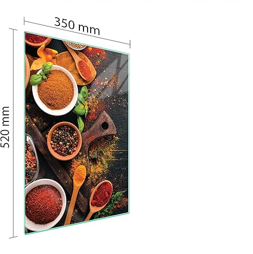 TMK ArtDeko Cache-plaque de cuisson 75 x 52 cm - 2 pièce - Protection contre les éclaboussures - Planche à découper - Épices - Nail Gallerys