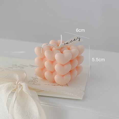 Bougie cube à bulles parfumée faite à la main – Bougies cubiques de soja danoises pastel pour décoration de chambre – Esthétique – Aromathérapie – Décorations de forme mignonne (grand rose) - Nail Gallerys