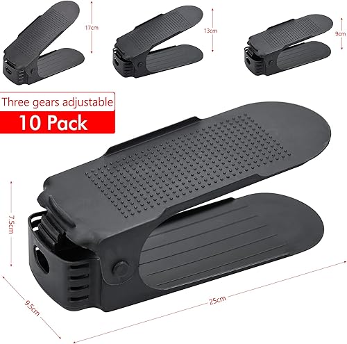 MUSEDAY Lot de 10 rangements à chaussures réglables pour la famille/la maison Noir - Nail Gallerys