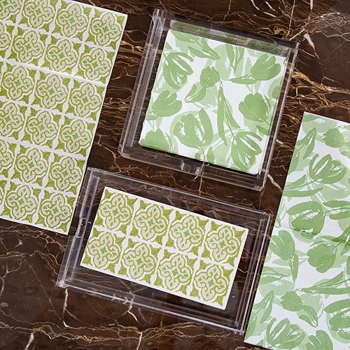 CY craft Porte-serviettes en acrylique transparent pour salle de bain - Plateau de rangement moderne - Porte-serviettes plat fantaisie pour cuisine ou salle à manger - 22,9 x 14,9 x 6,3 cm - Nail Gallerys