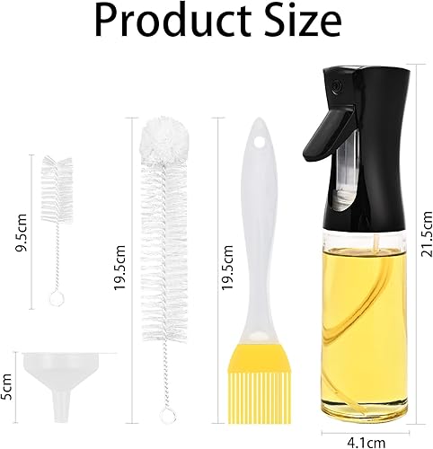 Cozy Inviting Lot De 2 Pulverisateur Huile Cuisine, 200 ML Spray Cuisine Anti-Goutte, Vaporisateur Pour Friteuse D'air, Avec Brosse Et Entonnoir, Pour La Cuisson, Le Barbecue, Les Pâtes, La Salade - Nail Gallerys