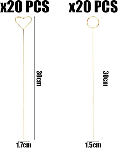 DAZZLUXE Lot de 40 supports de cartes floraux en métal, pour arrangement floral, emballage floral, support de carte postale, support de bouquet (forme de cœur, rond) - Nail Gallerys