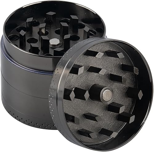 SSKHE Broyeur à herbes grises, broyeur portable en alliage de zinc à 4 couches avec grattoir de capture de pollen, plateau magnétique et tamis pour le café aux épices de foin, cuisine salle à manger - Nail Gallerys