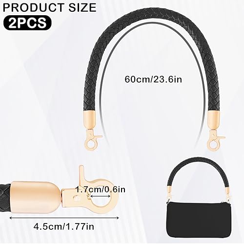 CENCERY Lot de 2 anses de Sac en Cuir tressé 60CM pour Sacs à Main, poignées de Rechange pour bandoulières, Sacs DIY et poignées de Sac pour Sacs au Crochet avec 2 mousquetons (Blanc) - Nail Gallerys