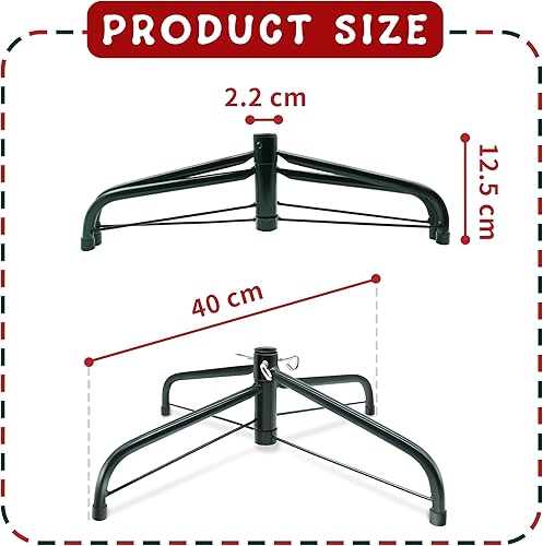 Support de sapin de Noël en métal avec trou de 2,2 cm pour arbres de Noël de 120/150/180/250 cm, support de sapin de Noël de 40 cm, support de sapin de Noël pliable vert - Nail Gallerys