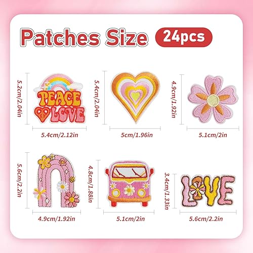 GYGYL - Lot de 25 écussons brodés à repasser - Style hippie - Vintage - Groovy Boho Peace - Pour vêtements, sacs à dos, vestes, jeans, chemises, loisirs créatifs - Nail Gallerys