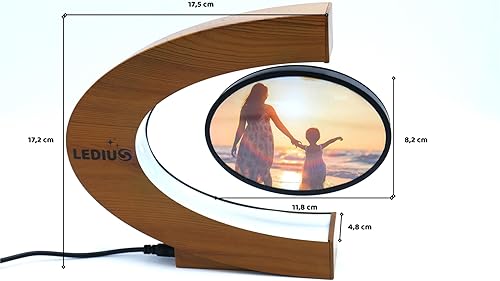 ledius Cadre photo en lévitation magnétique - objet insolite à LED pour décoration chambre, veilleuse, idée cadeau originale, ou objet de décoration bureau de style high tech - Nail Gallerys
