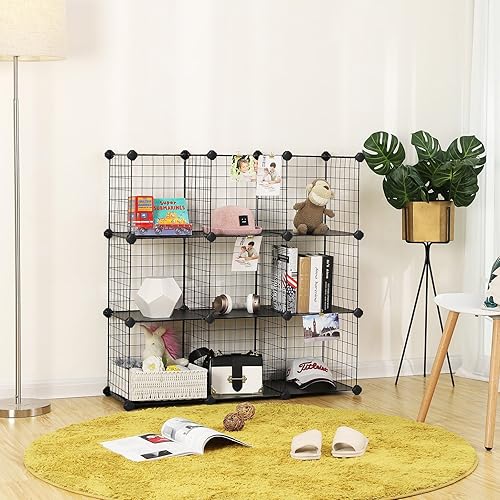 SONGMICS Armoire de Rangement, Étagère en Maille, 9 Cubes, 93 x 31 x 93 cm (L x l x H), Noir LPI115H - Nail Gallerys