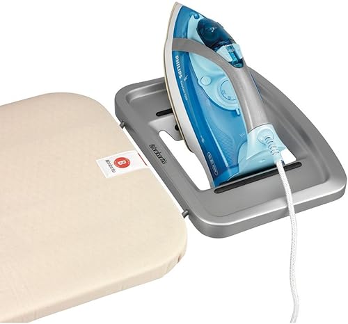 Brabantia - Table à Repasser Taille B - pour Fer Vapeur - Planche a Repasser - pour Les Gauchers et Les Droitiers - Plateau Extra-Stable - pour Fers Jusqu'à 15 cm - Ice Water - 124 x 38 cm - Nail Gallerys