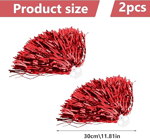 Pompons de Pom-Pom Girl, 2 Pièces Pompom Girl Cheerleading Pompons, Pompons de Pom-Pom Girl avec poignée, Cheer Leader Poms, Métallique Brillante Pom, pour Sport,Compétition,événements sportifs - Nail Gallerys