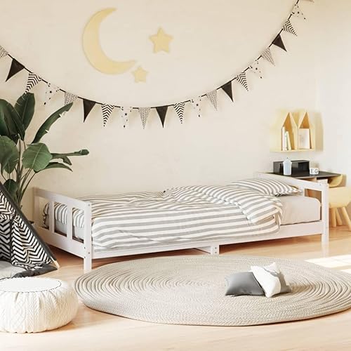 vidaXL Cadre de lit pour Enfants Blanc 90x190 cm Bois de pin Massif - Nail Gallerys