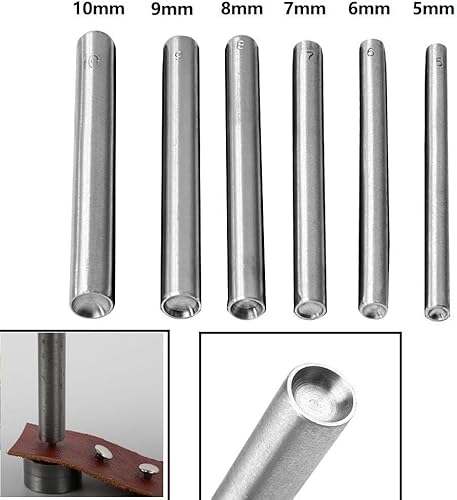 Outil de fixation de rivets bombés en forme de champignon, poinçon en acier au carbone traité thermiquement, artisanat du cuir (9 mm) - Nail Gallerys