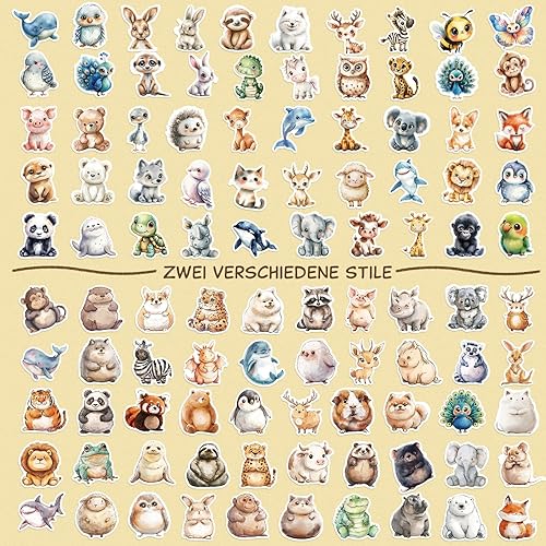 MoguGo Lot de 100 autocollants animaux pour enfants aquarelle mignons autocollants imperméables en vinyle autocollants pour ordinateur portable, scrapbooking, bouteille d'eau, albums photo, bricolage - Nail Gallerys