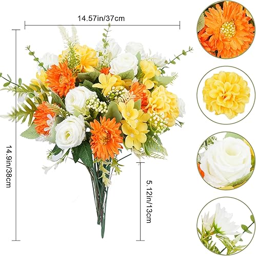 Fairblo Fleurs de Roses Artificielles Pivoines Orange en Soie Hortensia Fleurs Artificielles Faux pour Mariage, Maison, Jardin, Fête, Bureau Décor - Nail Gallerys