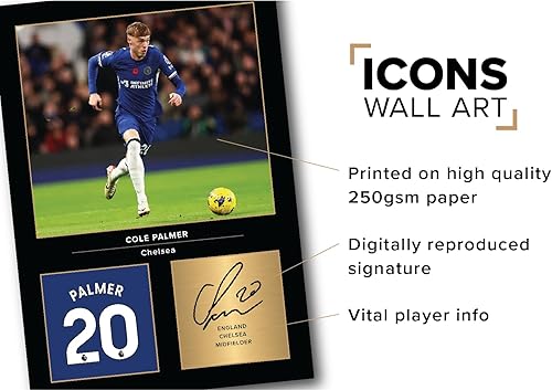 Icons Wall Art Photo imprimée A4 signée Kylian Mbappe, cadeau pour les fans du PSG, sans cadre - Nail Gallerys