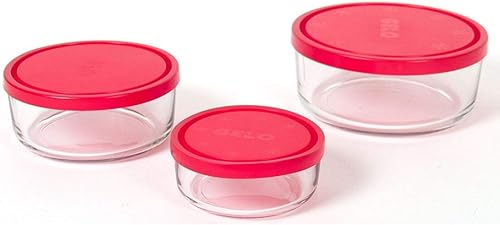 Bormioli 226017-S02 Gelo Box Storage Jar Transparent with Red Lid, 3 Pieces - Nail Gallerys