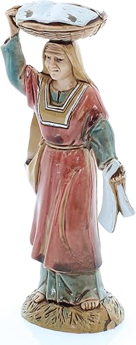 Moranduzzo Femme avec Panier pour Crèche de 10 Cm Échelle 1:20Bergers-Figurines de Crèche Indestructibles-Style Arabe,Peinture Finition à la Main,Produit Officiel,Fabriqué en Italie,Sculpteur M. Landi - Nail Gallerys