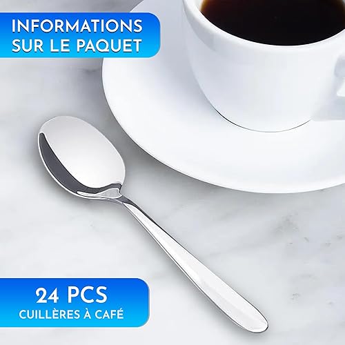 Cuillere a cafe petite acier inox 24 pieces 11 cm valable pour maison et restauration lavable au lave-vaisselle - Nail Gallerys