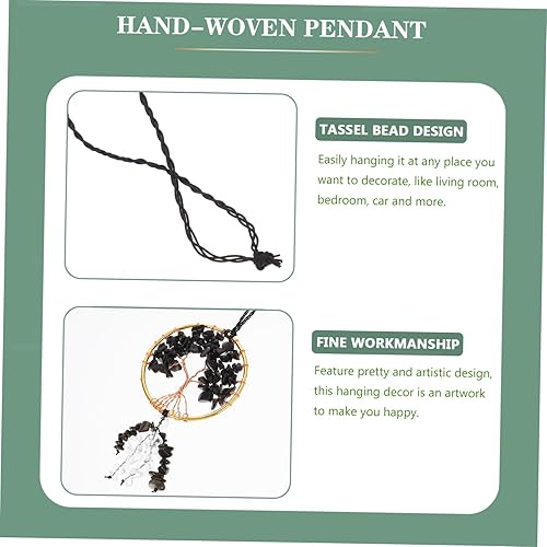 HOLIDYOYO Pendaison de Voiture Arbre de Vie Noel Decoration Mural Dream Catcher Anti Rouille pour la Voiture Ornement décoration Suspendue Miroir décor de Pierre Suspendu de Voiture Black - Nail Gallerys