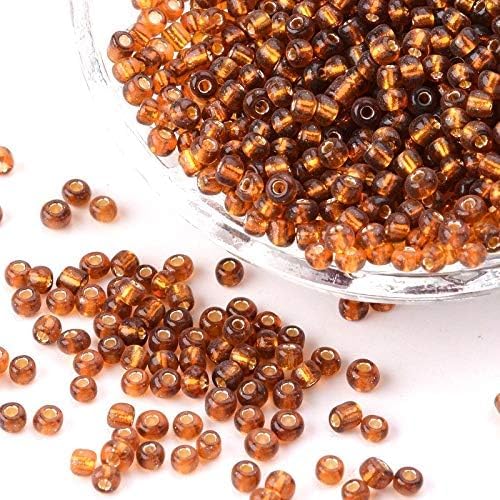 Lot de 1100 perles de rocaille en verre de 4 mm, 6/0, perles poney transparentes, pour enfants, couleurs au choix (marron foncé reflets argentés) - Nail Gallerys