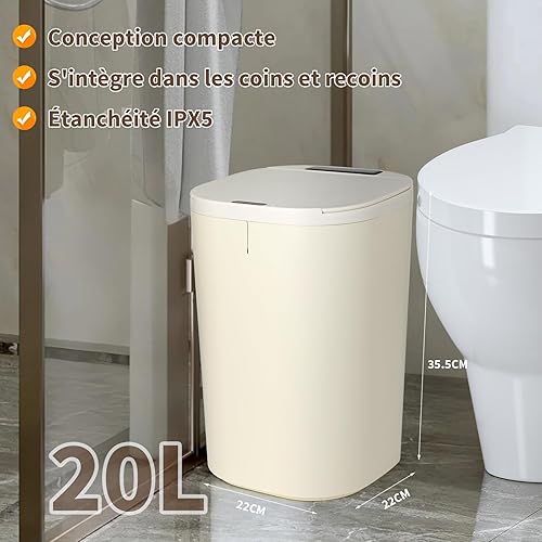 SternSinn Poubelle Salle Bain, Poubelle Electrique 20 L avec Capteur Automatique, 3 Modes avec Désinfection à la Lumière Bleue, Poubelle Intelligente Silencieux et étanche, pour Cuisine, Toilette - Nail Gallerys