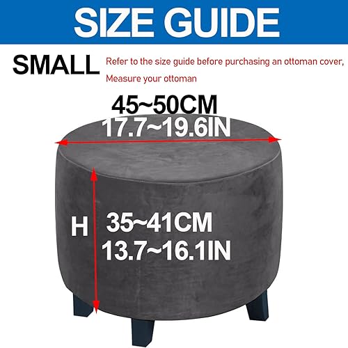 XGANGM Velours Housse de Pouf Ronde Extensible Housse Ottomane Cover Diamètre Supérieur 45/50/60/90cm Housse de Protection pour Repose Pieds Housse Tabouret Rangement,Navy Blue,1small - Nail Gallerys