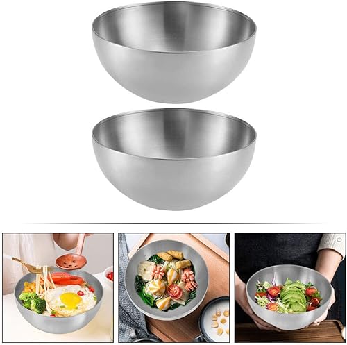 UPKOCH Bols Coréens En Acier Inoxydable 2 Pièces 15Cm Bols À Mélanger En Métal Bol De Service Bol De Préparation De Cuisine Pour Salade Soupe De Céréales Collations - Nail Gallerys