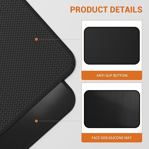 Tapis résistant à la chaleur - En silicone ignifuge - Pour plateau de table - Plaque de protection contre la chaleur - Pour micro-ondes, grille-pain, friteuse à air, Noir (70 x 50 cm) - Nail Gallerys