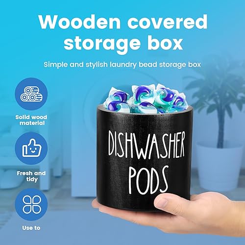 Support pour capsules de lave-vaisselle avec couvercle élégant - Récipient de tablette - Large ouverture pour le rangement de vaisselle - Forme ronde - Boîte à dishmasher - Organiseur pour cuisine à - Nail Gallerys