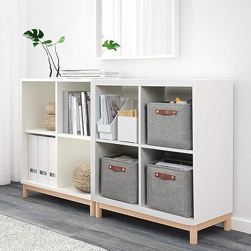 OUTBROS Lot de 3 Panier de Rangement en Tissu, 30 x 30 x 30 cm Boîte Pliable avec Poignées, pour Vêtements, Étagères, Armoires, Blanc/Gris - Nail Gallerys