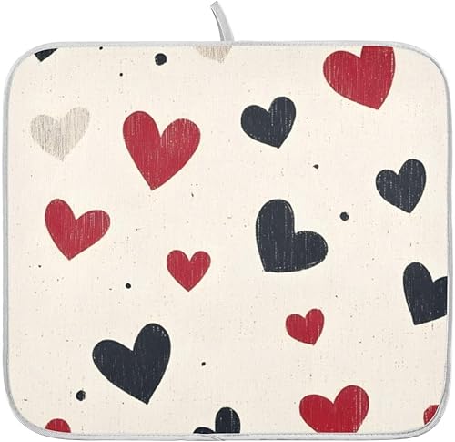 OWFKAY Tapis de séchage pour comptoir de cuisine, Saint-Valentin (38), 40 x 45 cm, séchage rapide, tapis d'égouttoir, tapis auto-séchant - Nail Gallerys