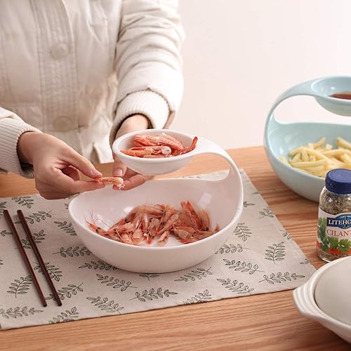 Emall Life Ensemble de 2 Bols à tremper et à tremper, Réutilisable Chips à Salade à Deux étages Fruits Apéritifs Servant des Plats de Service Plats pour Le dîner ou la fête de Famille (Blanc) - Nail Gallerys