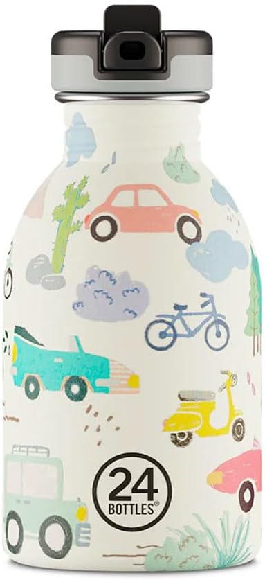 24BOTTLES Kids - Gourde enfant avec paille scolaire primaire et maternelle 500 ml, bouteille bébé 100 % hermétique en acier inoxydable sans BPA ultra légère [non thermique] (Sweet Bear, 500 ml) - Nail Gallerys