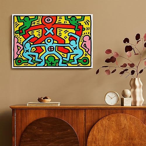 YIEANBAO Keith Haring Affiche Graffiti (Pop) Impression Sur Toile Affiche Pop Art, Œuvre Célèbre Art Mural Esthétique Décoration Intérieure Peinture. Unframe; 16x24inch(40x60cm) - Nail Gallerys