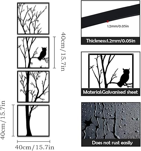 Luccyle Arbre Decoration Murale Metal,Arbre En Métal,Decoration Murale Maison,Idéale pour salon et couloir,Grand lot de 4 (15.7×63inch/40×160cm) - Nail Gallerys
