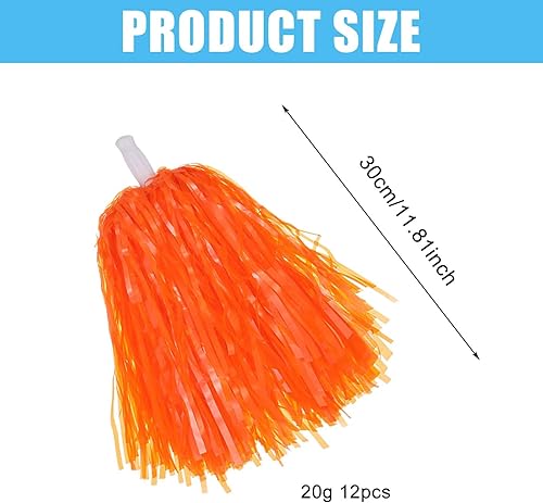 Lot de 12 pompons de pom-pom girl, pompons de sport, pompons de pom-pom girl, pour événements sportifs, jeux de balle, danses, fêtes de carnaval, orange - Nail Gallerys