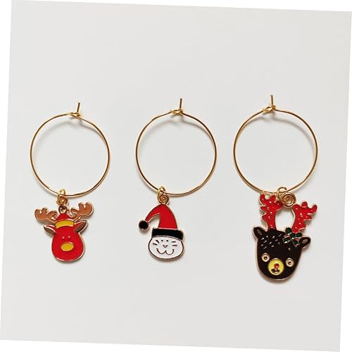 Ciieeo 9 Pièces Anneau de Verre à vin de Noël étiquettes de Verres à vin marqueur de Boisson de noël dessinéo vsp Noel décors de Breloques pour Verres à vin Breloques en métal et Verre - Nail Gallerys