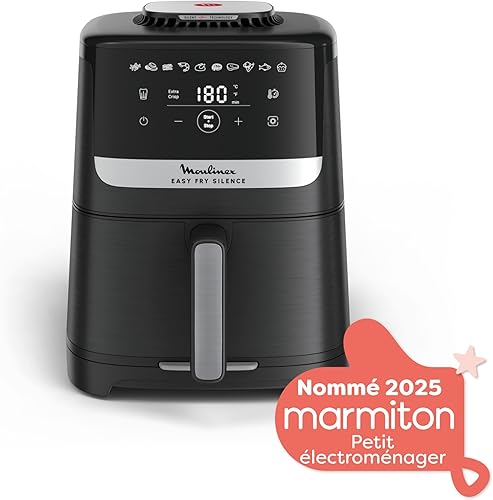 Moulinex Easy Fry Silence, air fryer, 5L, 1,5kg, Technologie Silence, Système Easy Clean & Store, Noir, EZ5528F0 - Nail Gallerys