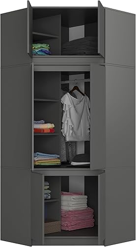 BDW Armoire d'angle avec Extension pour Les Chambres à Coucher - Élégante et Fonctionnelle - Grande Capacité - Style Universel - Montage Facile - 100 cm - 6 Portes, 9 Étagères - Chêne Artisanal - Nail Gallerys